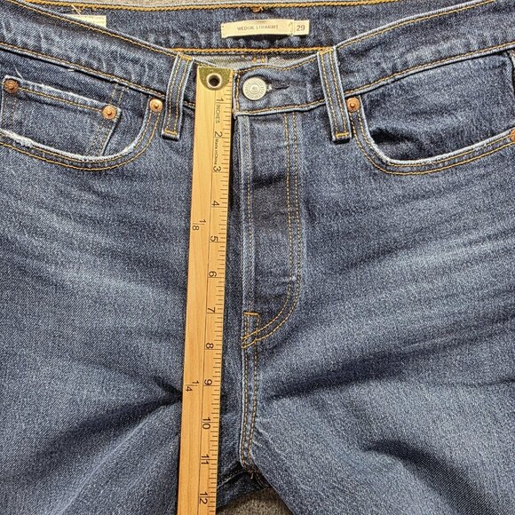 Levis Wedgie Straight Jeans Womens 29x28 Button Fly Raw Hem Denim - Picture 8 of 12